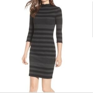 Socialite Funnel Neck Striped Dress